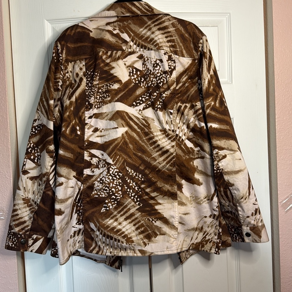 Chico's Additions Brown and Cream Animal Print Jacket Size 3(16) - Picture 6 of 7
